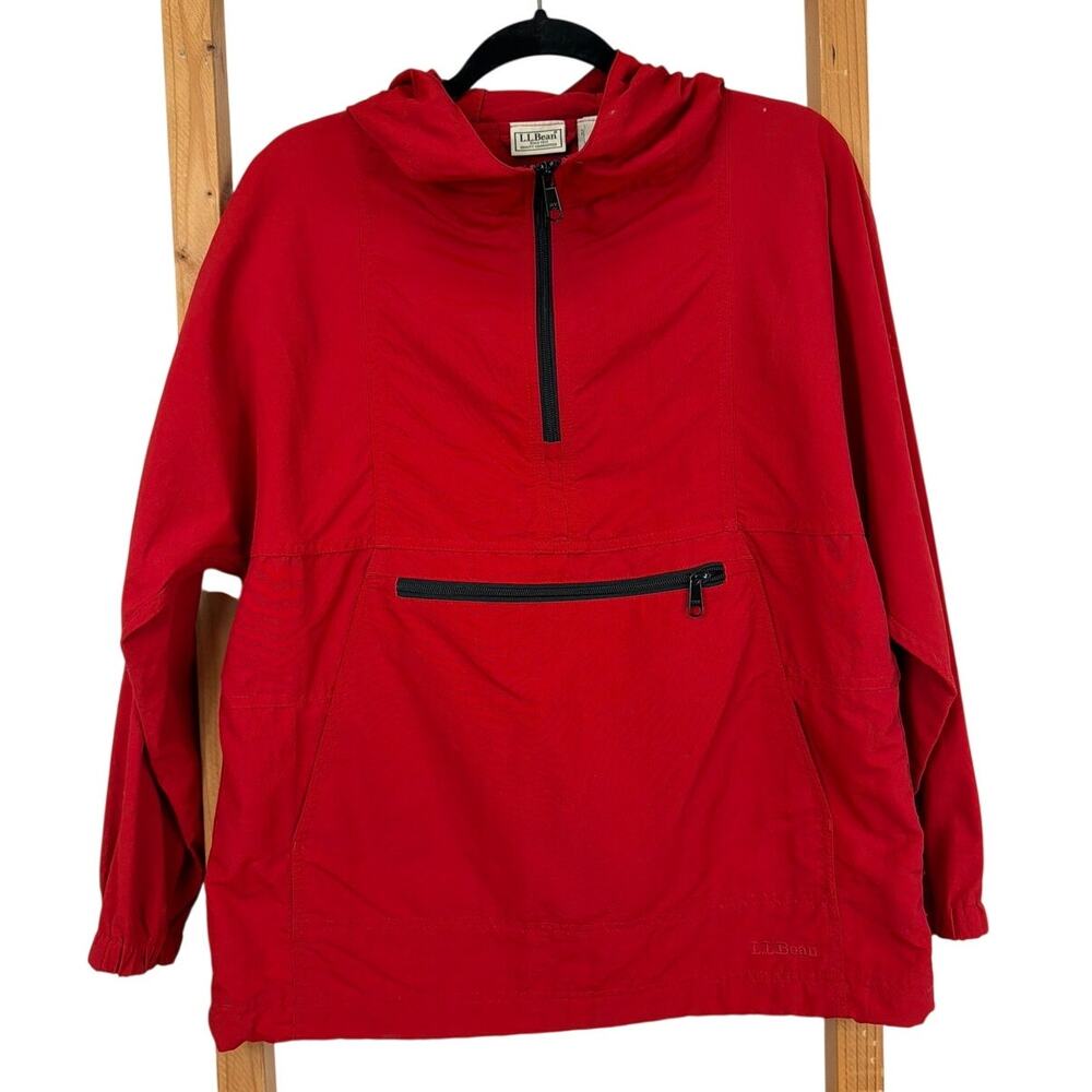 L.L. Bean Red Half-Zip Hooded Anorak Jacket XS